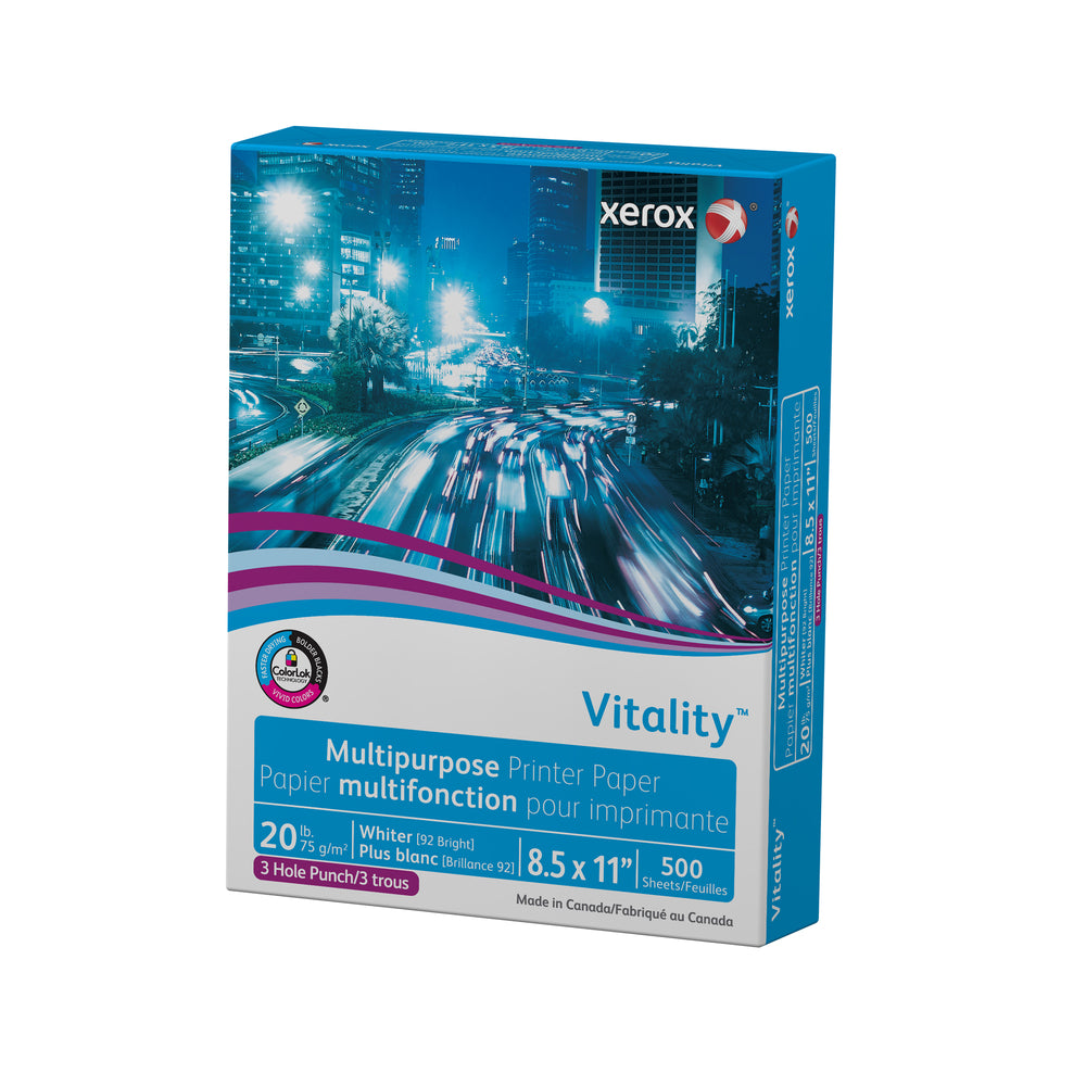 Papier d'imprimante multifonction Xerox Vitality - Perforé 3 trous - 20 lb - 8 1/2" x 11" - 500 feuilles