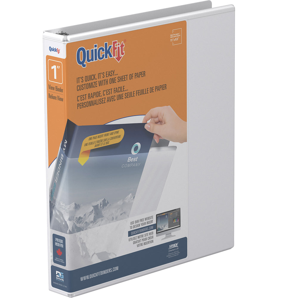 Classeur à anneaux en D QuickFit de Davis Group - 1" - Blanc