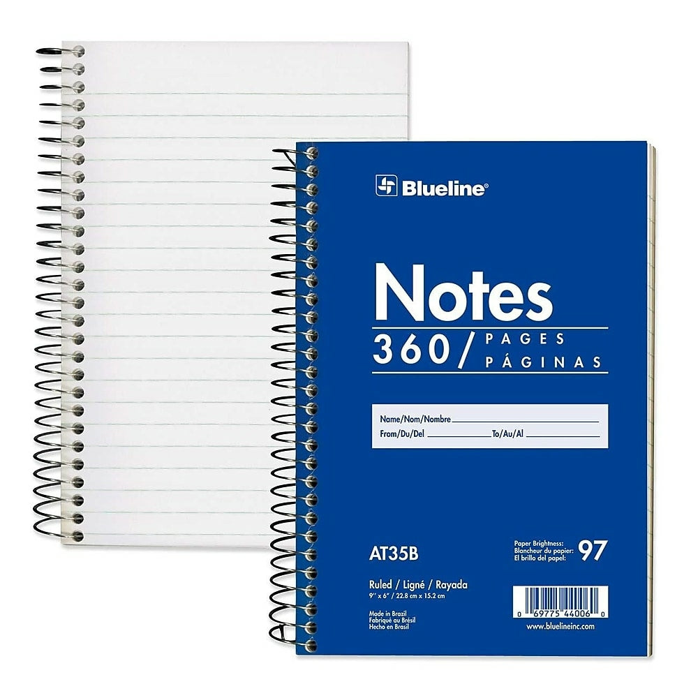 Blueline Wirebound Steno Pad, 360 Pages, 9" x 6"