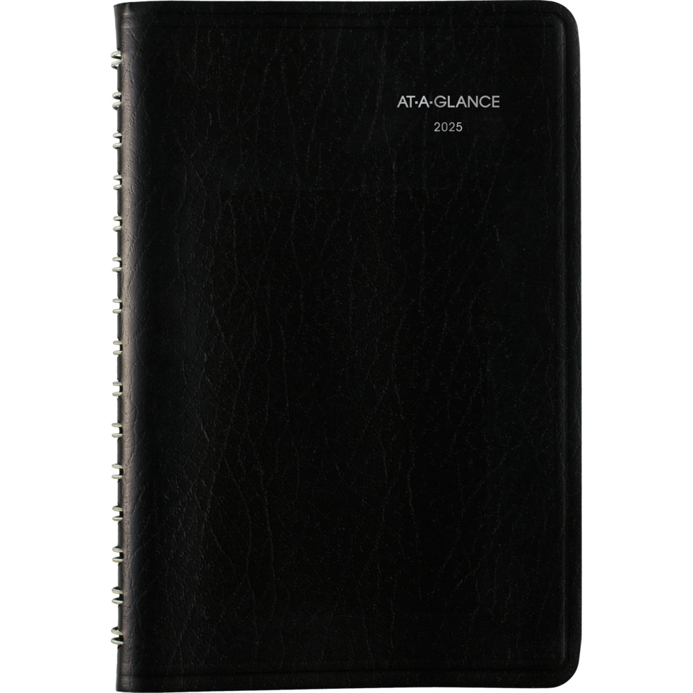 AT-A-GLANCE 2025 Daily Appointment Book - 8" H x 4-7/8" W - Black - Bilingual