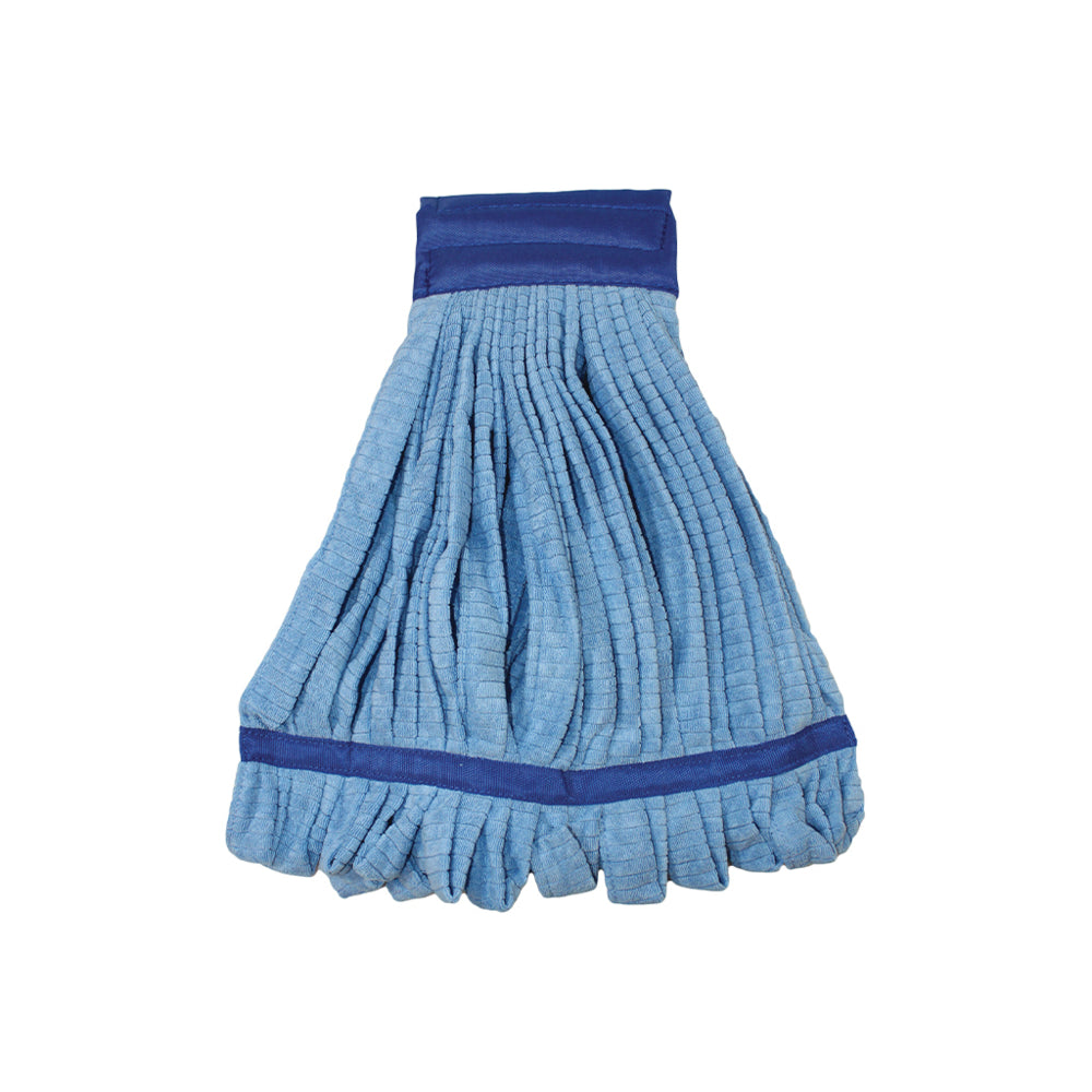Balai à franges tubulaire en microfibre bleu Globe Commercial - Moyen