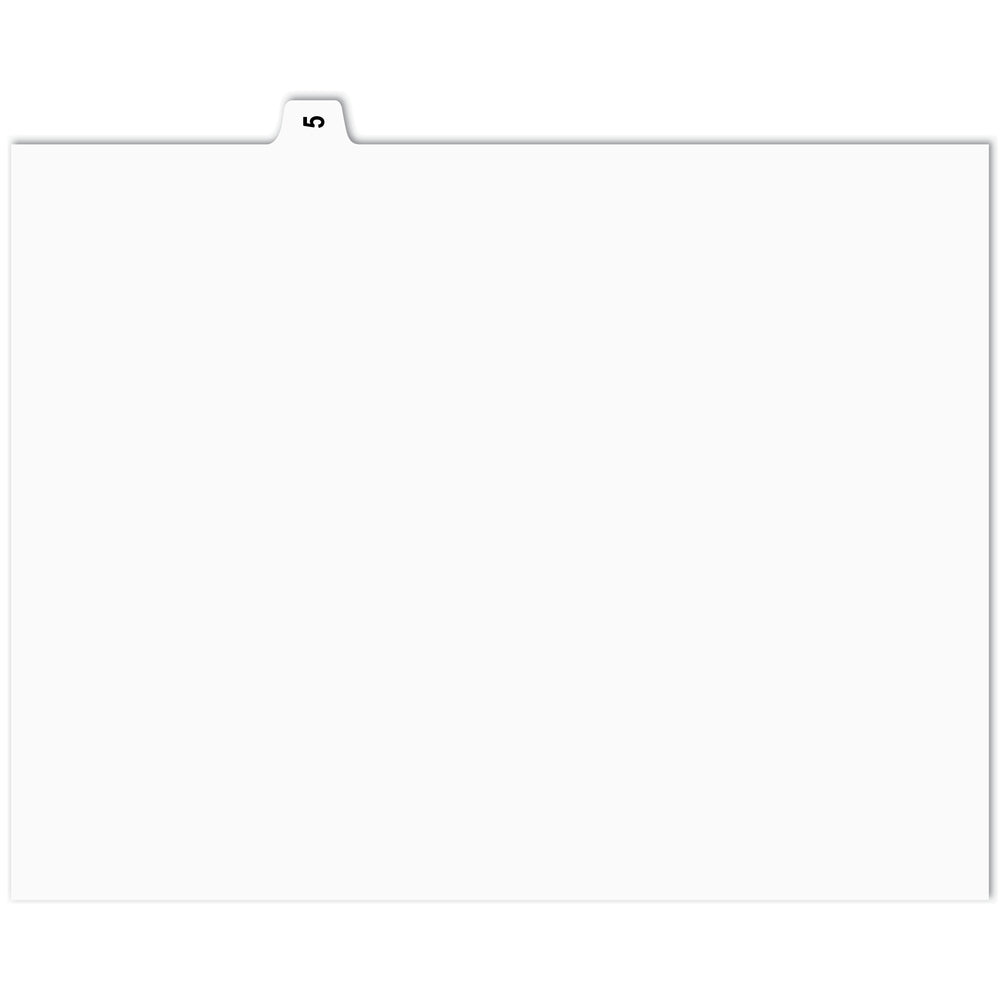 Apak Numerical Index Tabs - #5 - White - 8 1/2" x 11" - 1/15th Cut - 110 lb. - Unpunched - 25 Pack