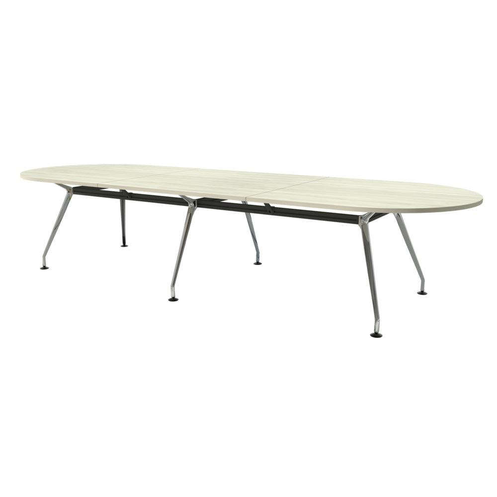Table de conférence haut de gamme Heartwood HDL Innovations pour 10 personnes, style hippodrome - Bois d'hiver chromé