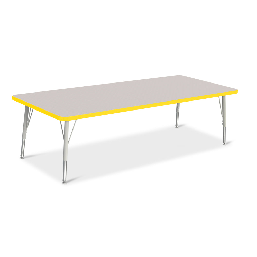 Table d'activités rectangulaire Jonti-Craft Berries - 30" x 72" - 15-24"H - Gris tacheté/jaune