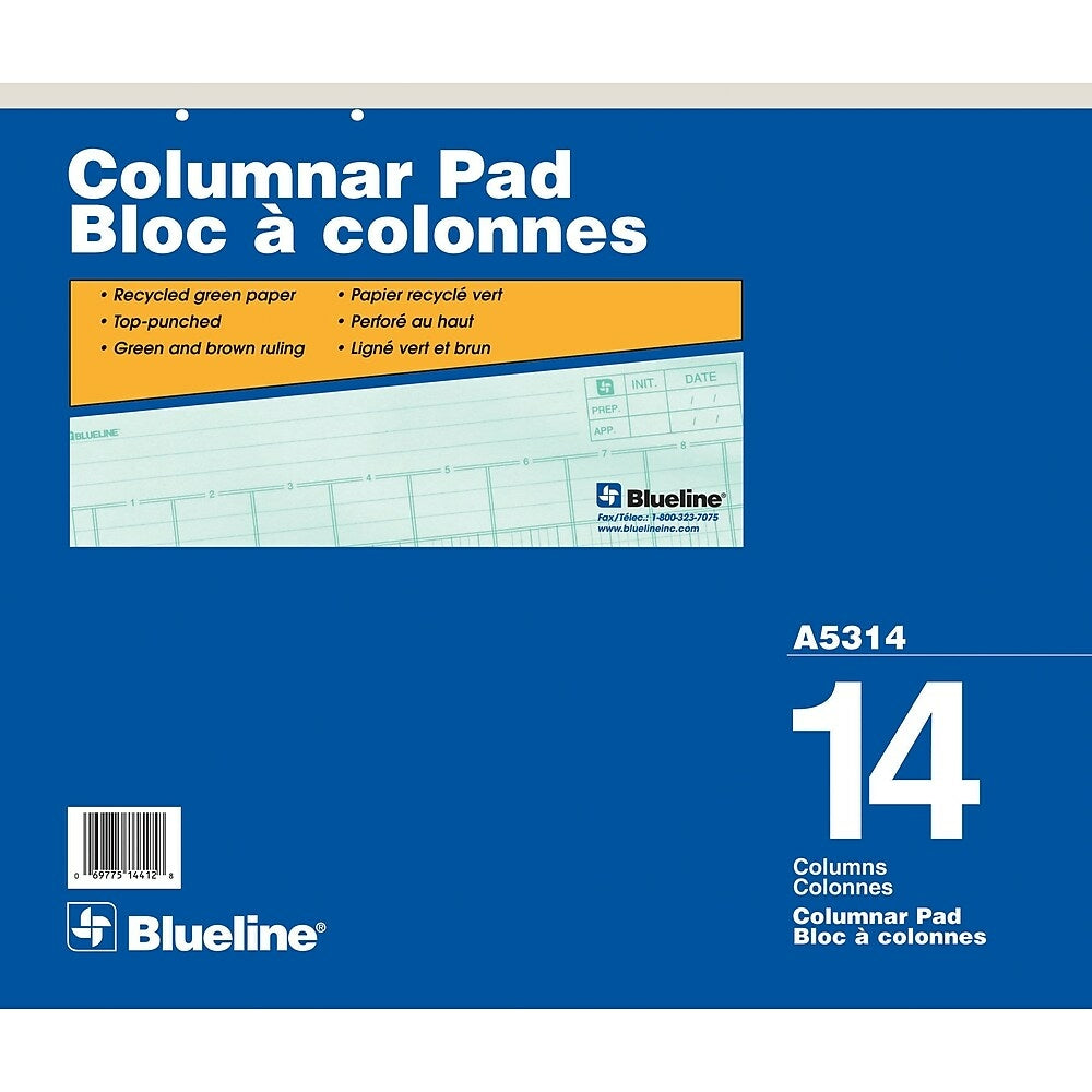 Bloc-notes à colonnes Blueline, A5314, 14 colonnes