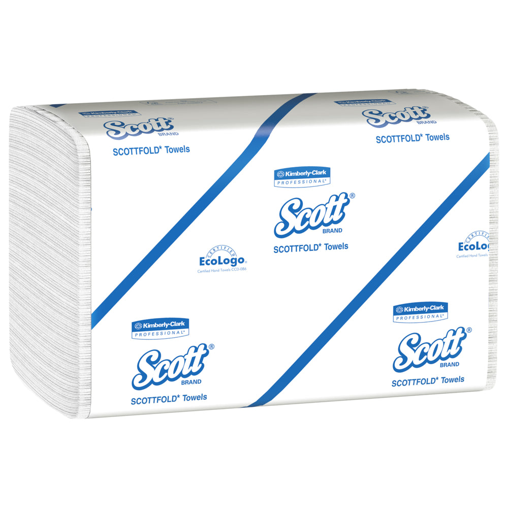 Essuie-tout multiplis Scott Pro Scottfold - Feuilles de 7,8" x 12,4" - avec pochettes absorbantes - Blanc - paquet de 25