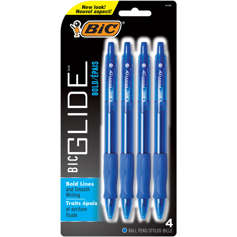 BIC Velocity Bold Ballpoint Pens - 1.6 mm - Blue - 4 Pack