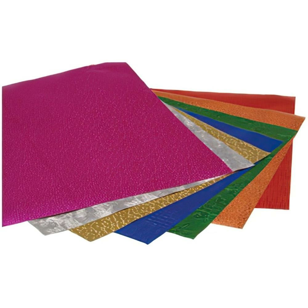 Papier métallisé gaufré Hygloss - 22 cm x 28 cm - Couleurs assorties - Paquet de 30