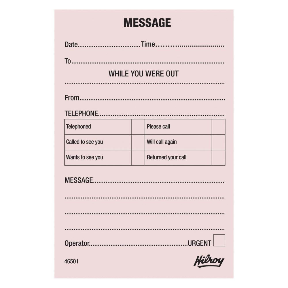 Bloc-notes téléphonique Hilroy - 3,5" x 5" - Anglais - Paquet de 25