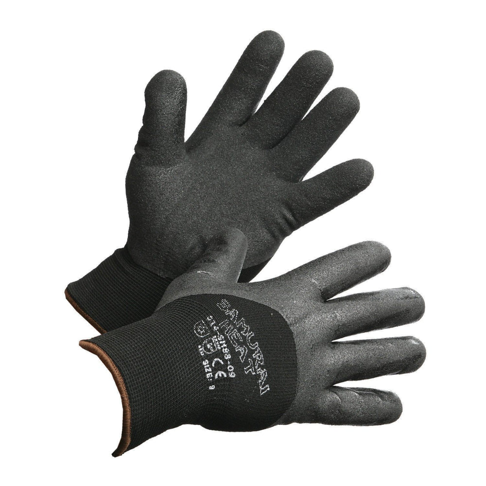 Forcefield "Samurai Heat" Insulated and 3/4 Nitrile Coated High Performance Work Gloves - Large - Black - 2 Pack