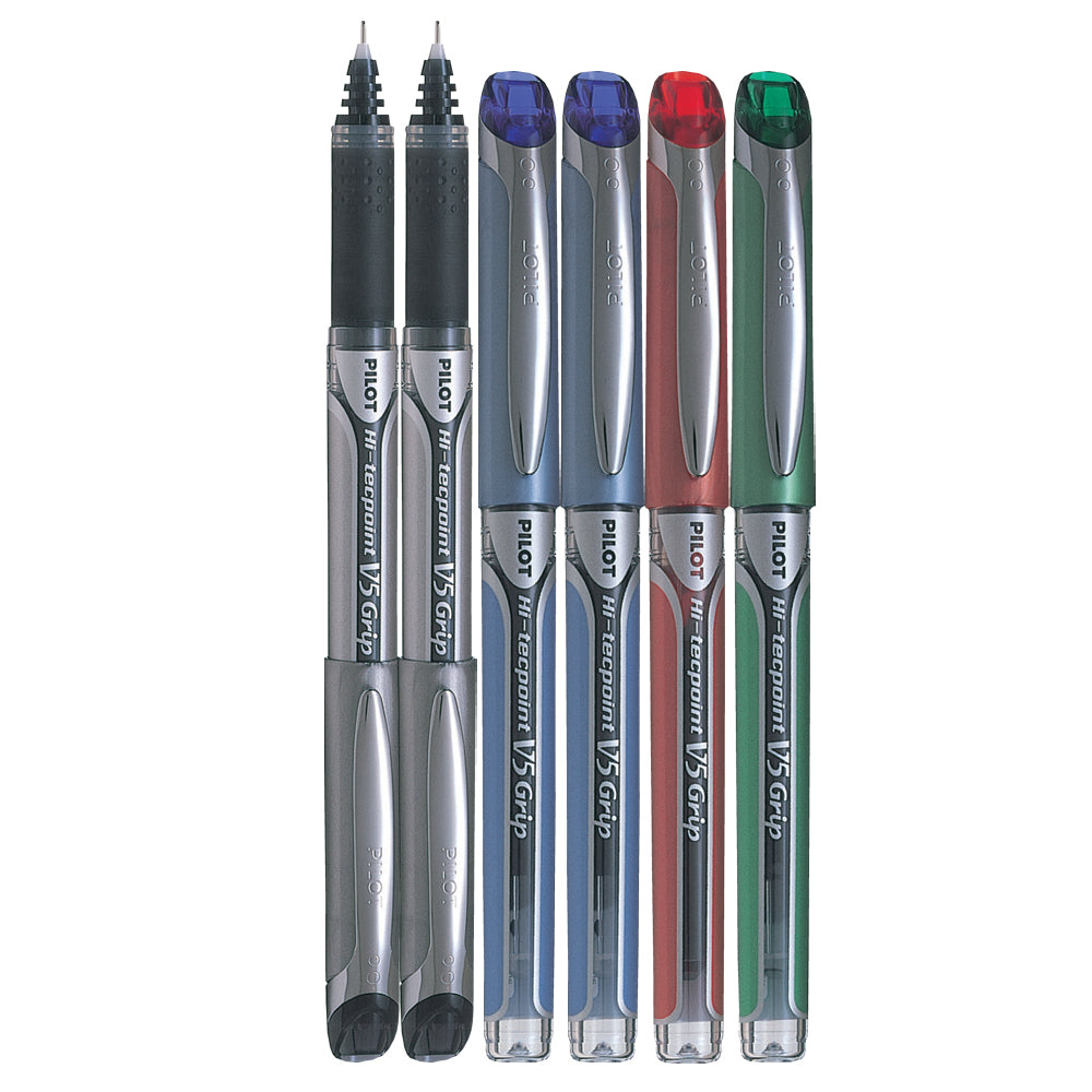 Stylos roller Pilot Hi-Tecpoint, Grip, V5, assortis, paquet de 6
