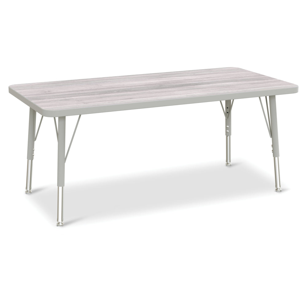 Table d'activités rectangulaire Jonti-Craft Berries - 24" x 48" - 15-24"H - Gris bois flotté/gris