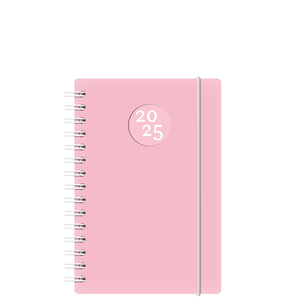 W. Maxwell 2025 Euro Daily Planner - 5.25" x 8" - Pink - Bilingual