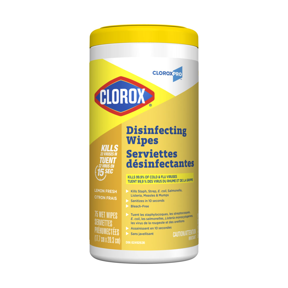 Clorox Commercial Solutions Disinfecting and Cleaning Wipes - Lemon Scent - 75 Pack