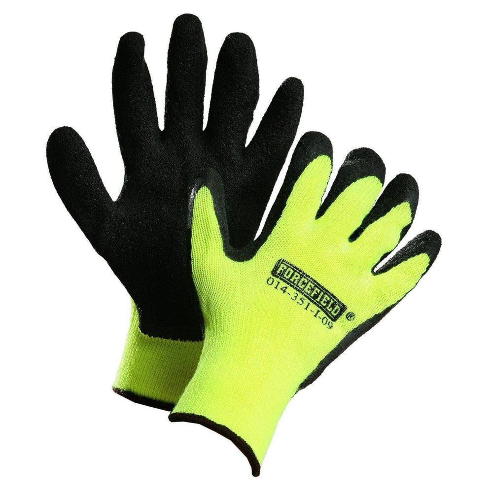 Gants de travail Forcefield en tricot d'hiver isolés avec paume enduite de latex noir froissé - Taille 8 - Vert/Noir