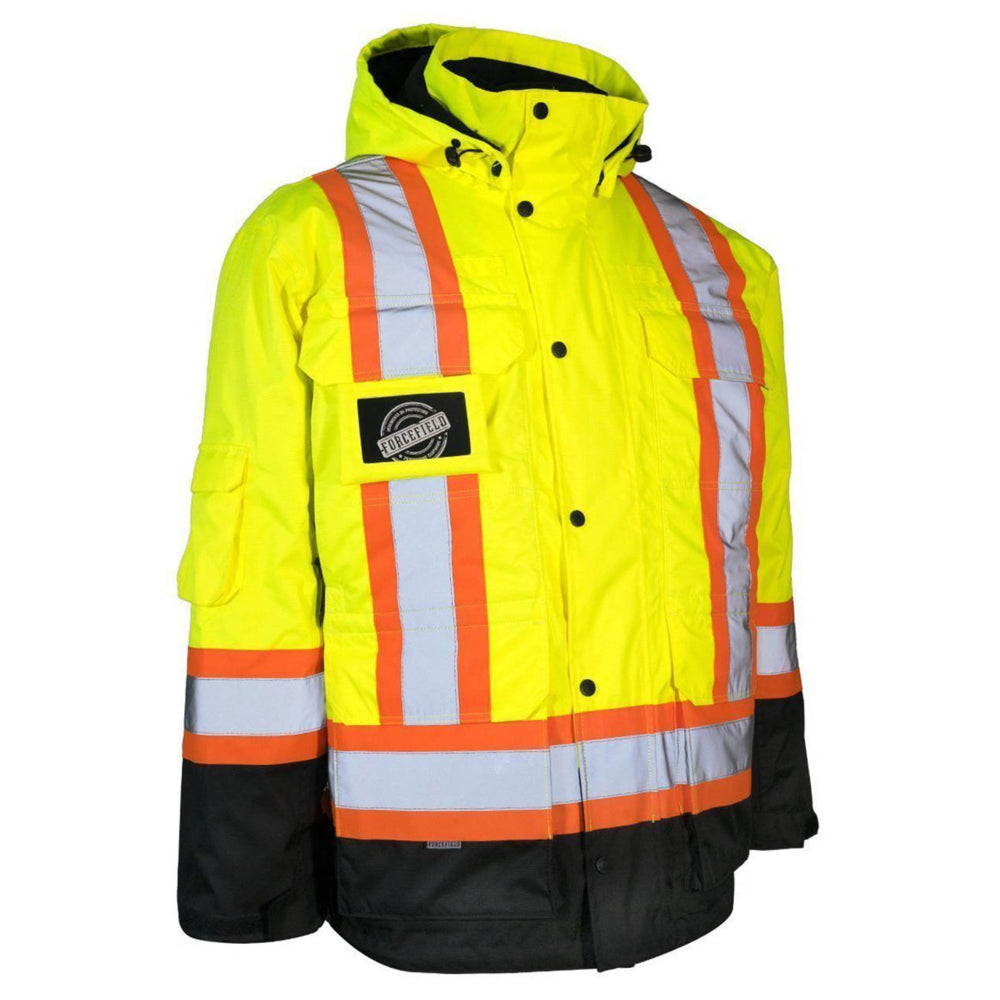 Forcefield 3-in-1 Hi Vis Winter Safety Parka with Removable Black Puffer Jacket - Yellow - Large (024-EN788LY)