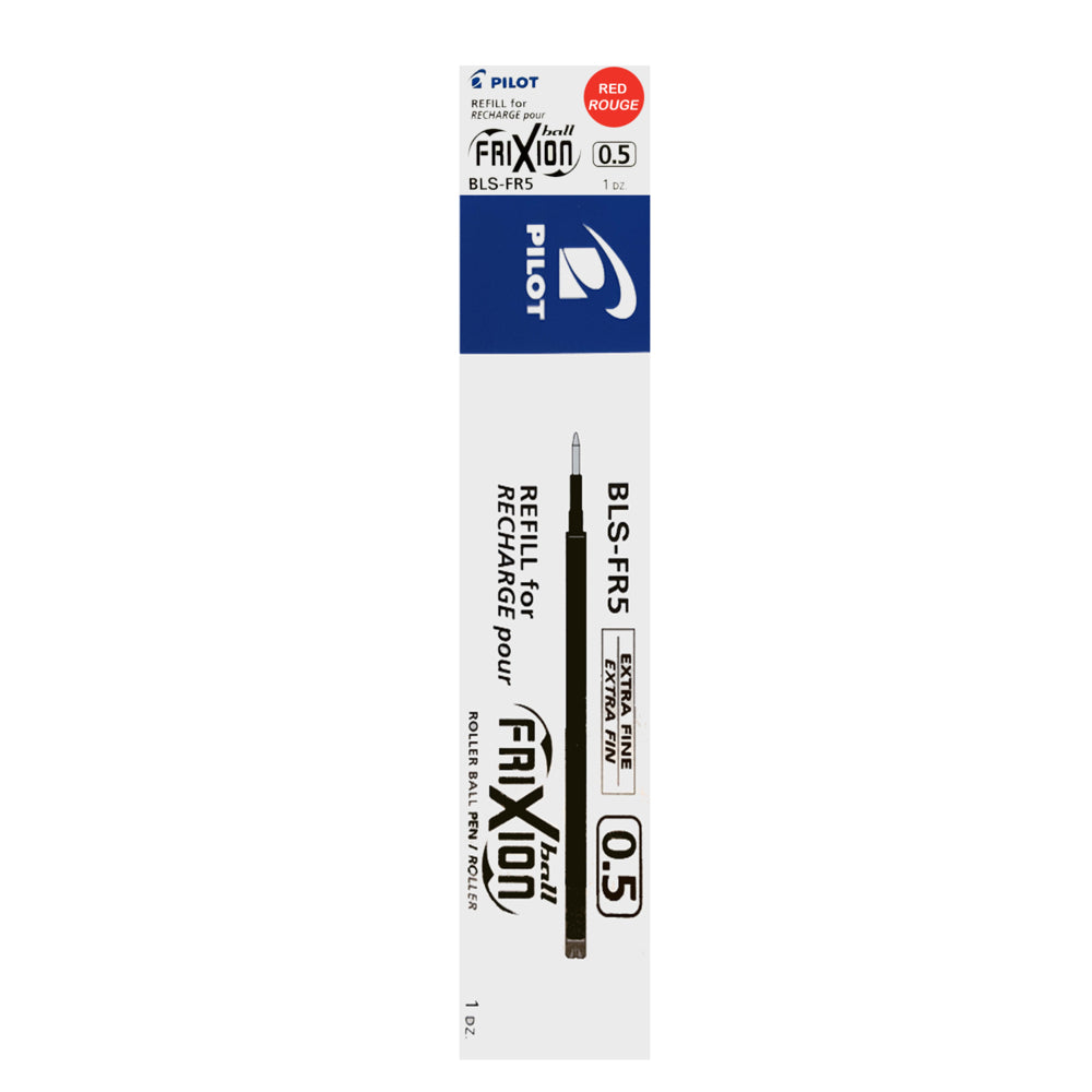 Pilot Frixion Erasable Gel Ink Pen Refill for Frixion Ball & Ball Clicker - Extra Fine Point - 0.5 mm - Red - 12 Pack