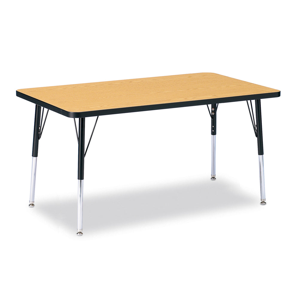 Jonti-Craft Berries Rectangle Activity Table - 30" x 48" - 24-31"H - Oak/Black