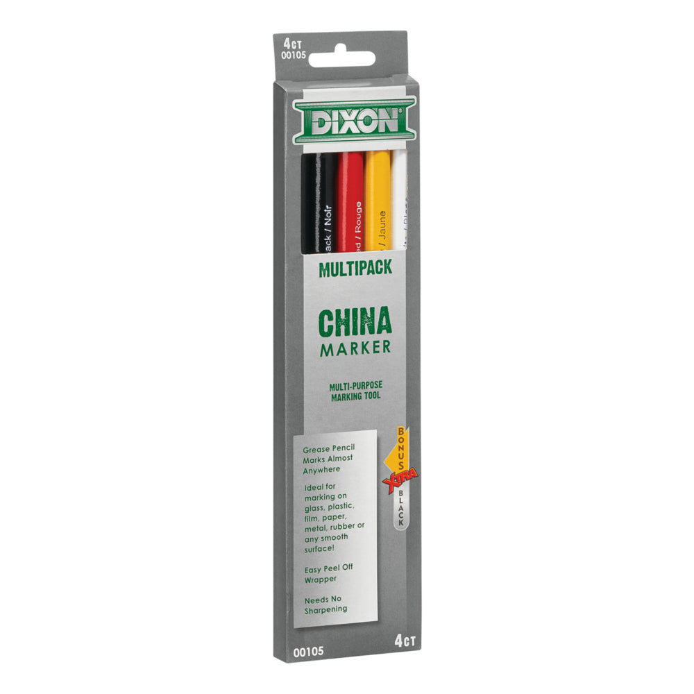 Marqueurs Dixon Industrial Phano China – Couleurs assorties – Paquet de 5