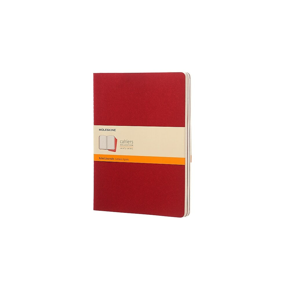 Moleskine Cahier Ruled Soft Cover Journal, Cranberry Red, 7.5" x 9.75"