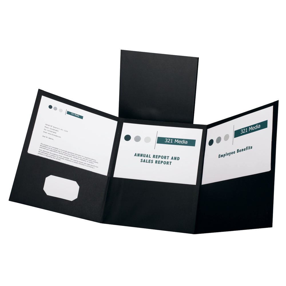 Chemises à trois volets Oxford - Format lettre - Noir - Lot de 20