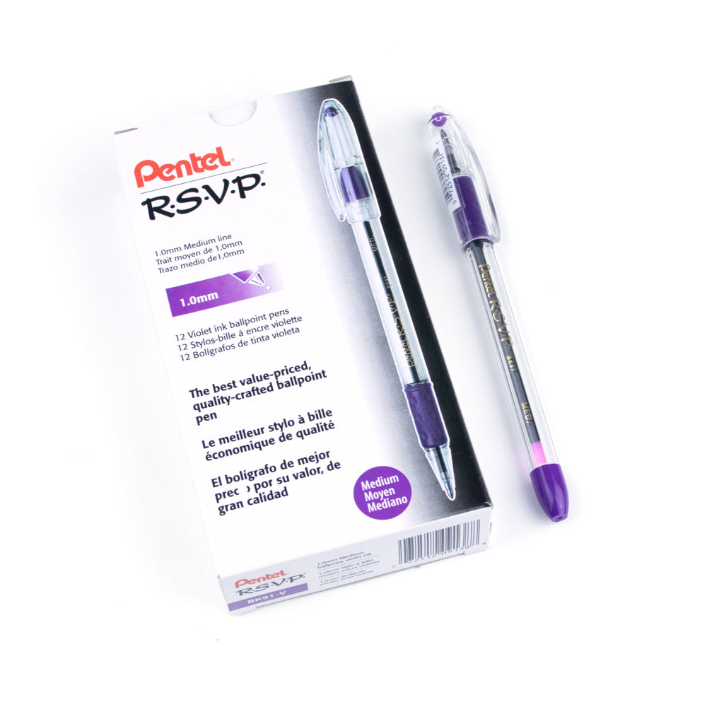Pentel R.S.V.P. Ballpoint Pen - Medium Point - 1.0mm - Violet - 12 Pack