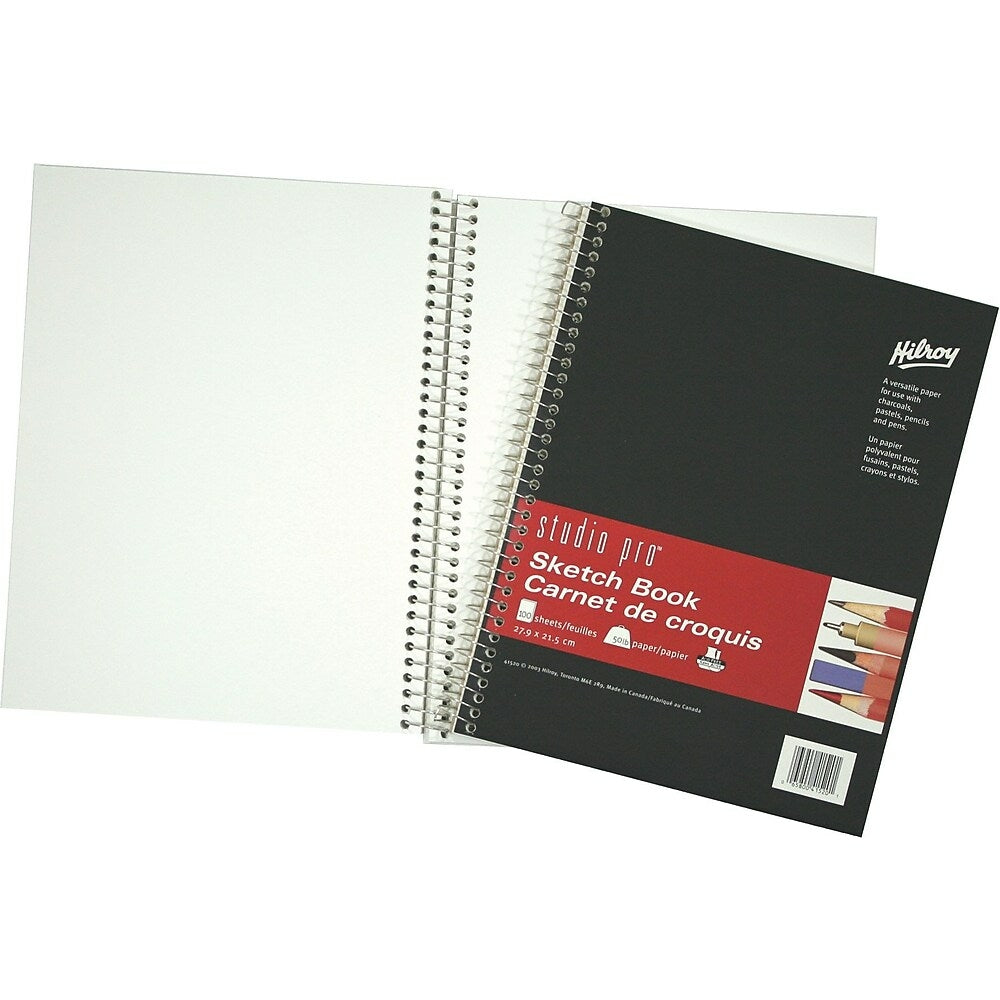 Hilroy Studio Pro Sketch Book, 8-1/2” x 11”, White, 50 lb. Paper Stock, 100 Sheets