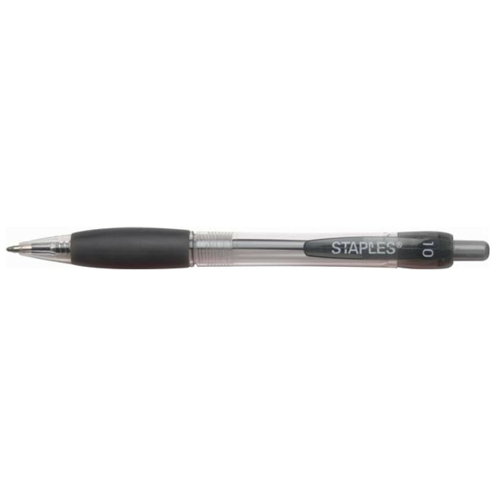 Staples Retractable Ballpoint Pen - Medium Point - 1.0mm - Black Ink