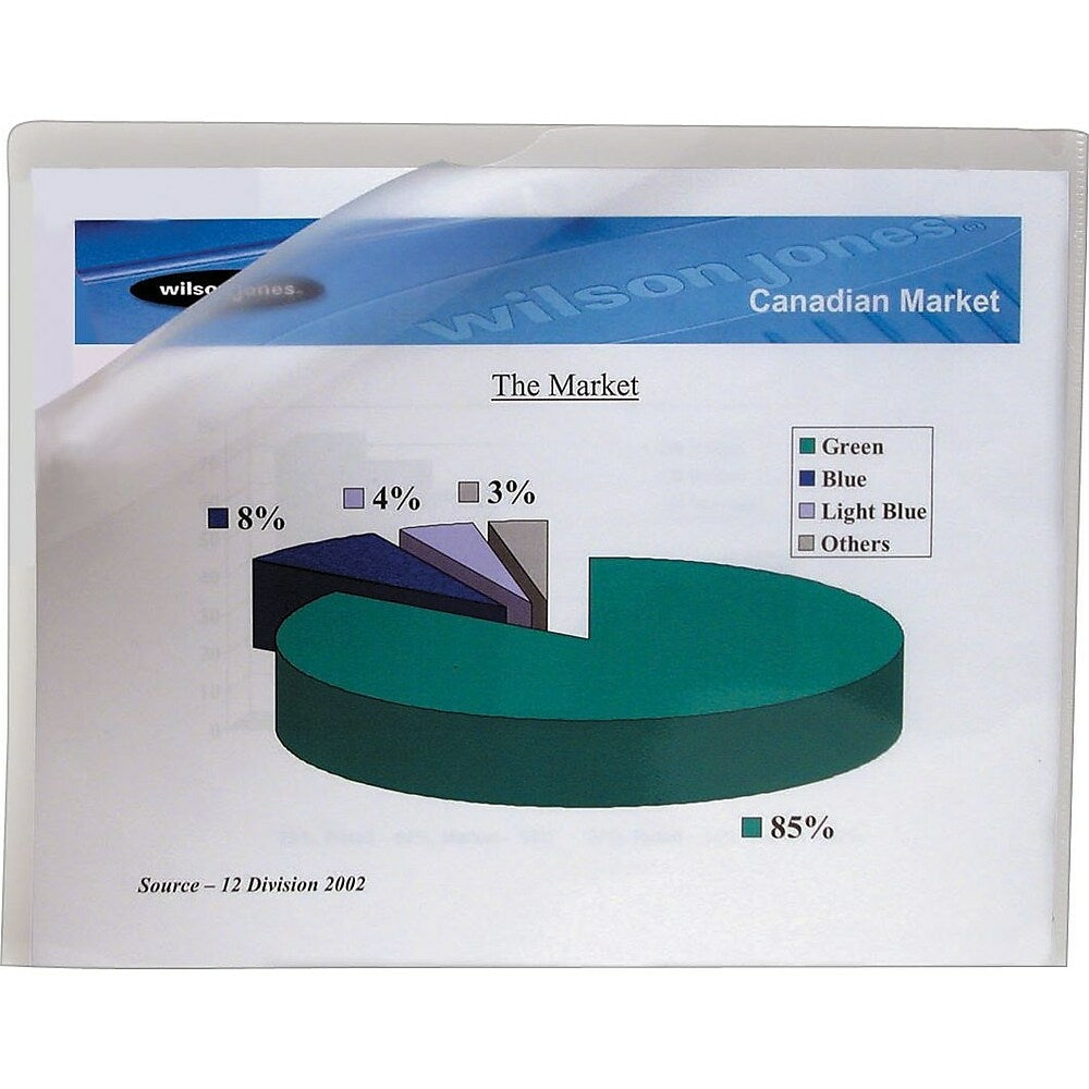 Chemises de projet Wilson Jones Poly, format lettre, transparentes, paquet de 10