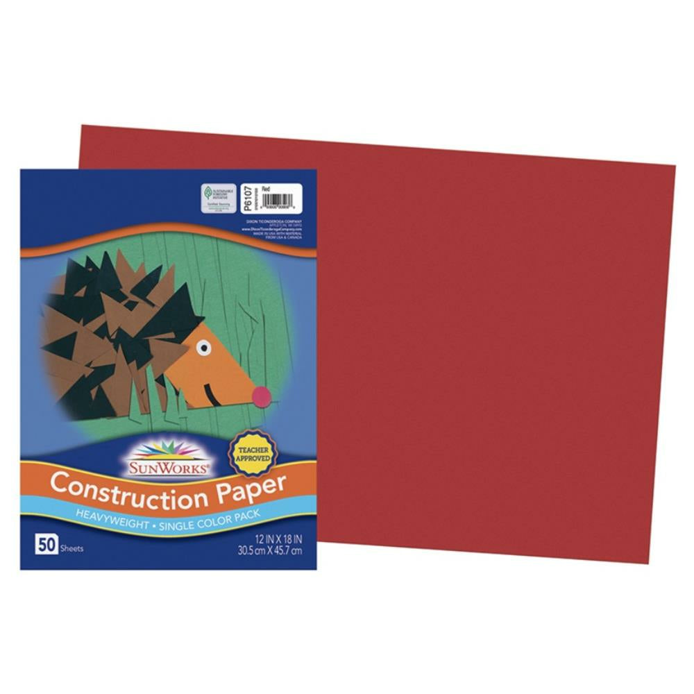 Papier de construction SunWorks, rouge, 30,5 cm x 45,7 cm, 50 feuilles/paquet.
