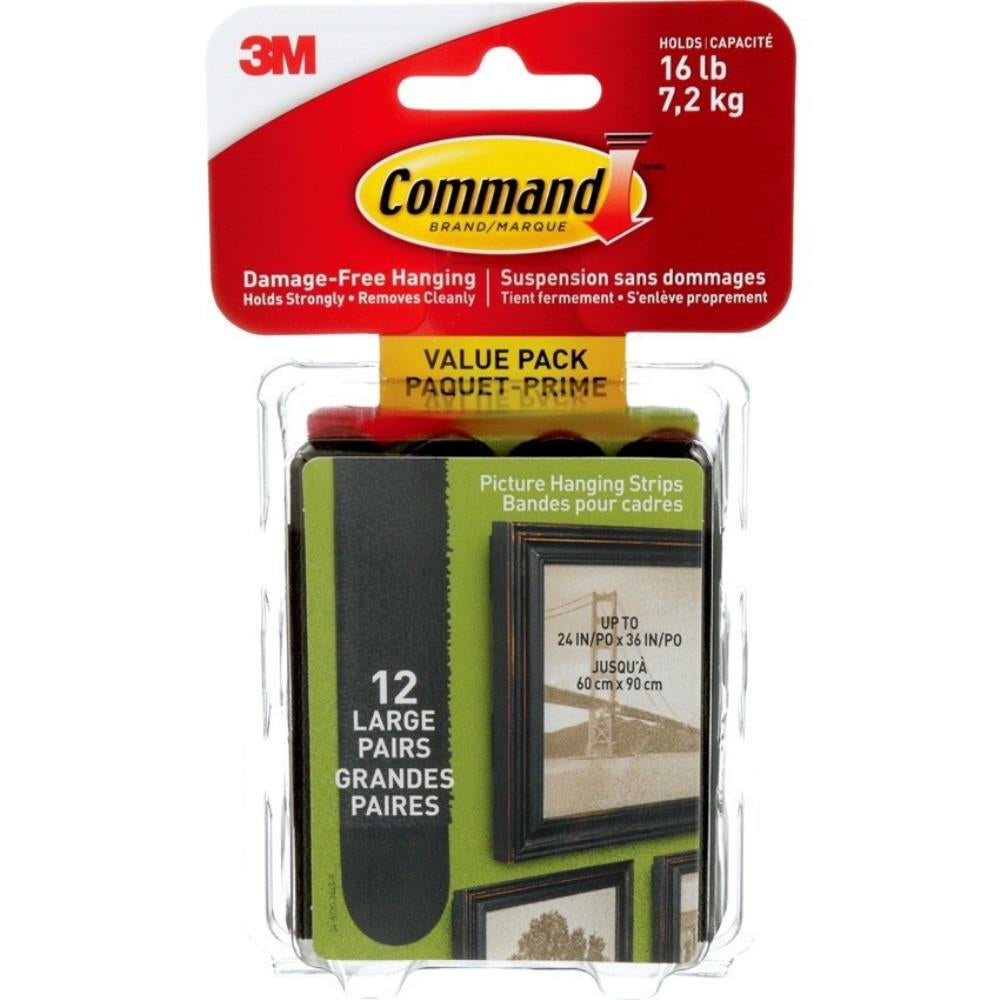 COMMAND ADHSTRIPS 16LB NOIR