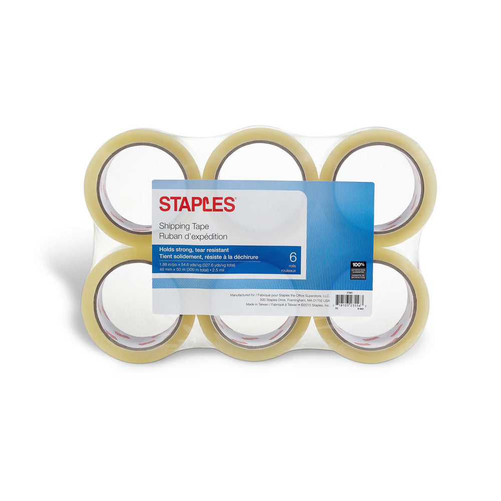 Staples Clear View Super Strength Shipping Tape - 6 Pack
