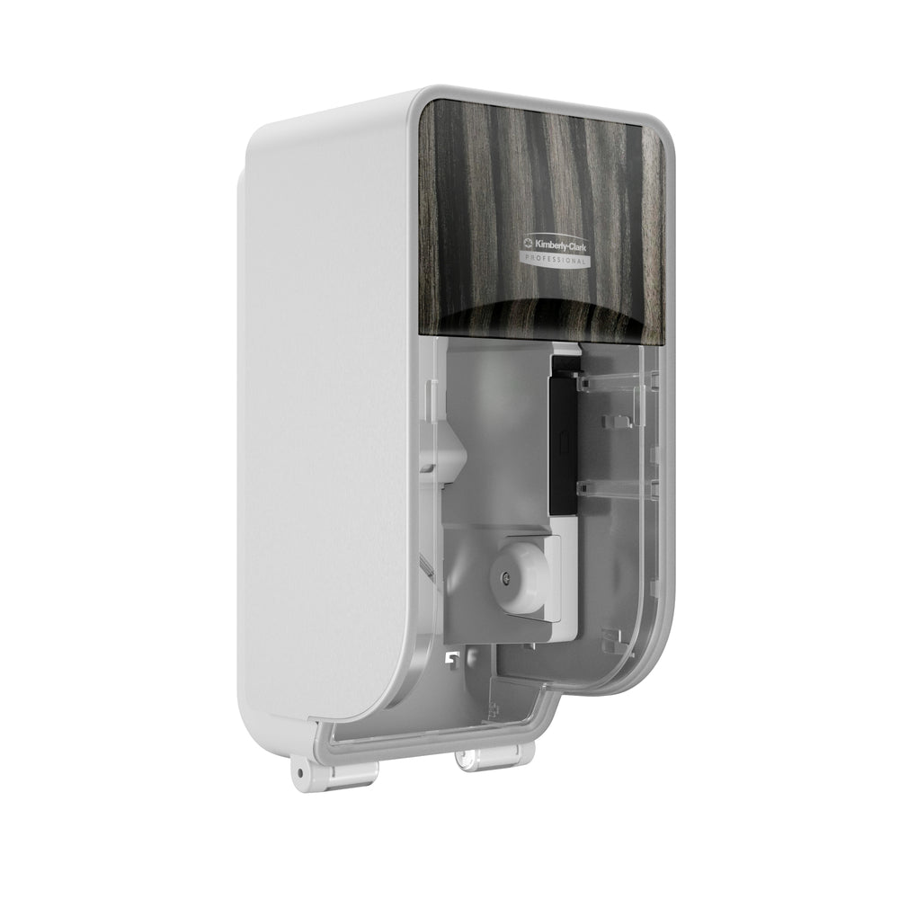 Distributeur de papier toilette standard sans mandrin Kimberly-Clark Professional ICON, vertical, pour 2 rouleaux - Façade en similibois ébène