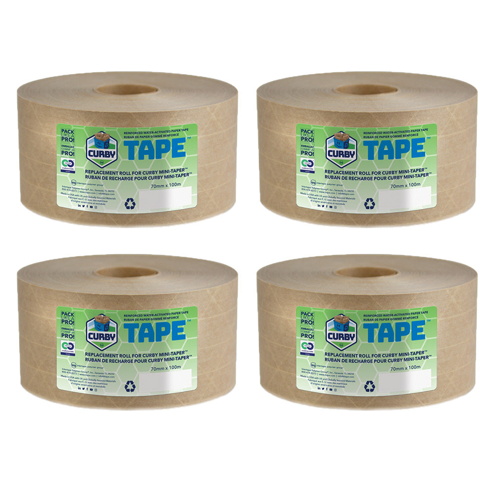 IPG Curby Water Activated Tape - 70 mm W x 100 m L - 4 Pack