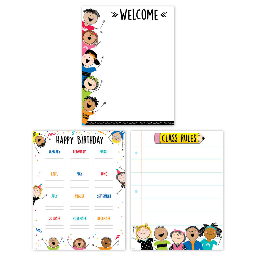 Bâtonnets de presse créatifs pour l'enseignement, essentiels pour la classe des enfants - 17" x 22" - Paquet de 3