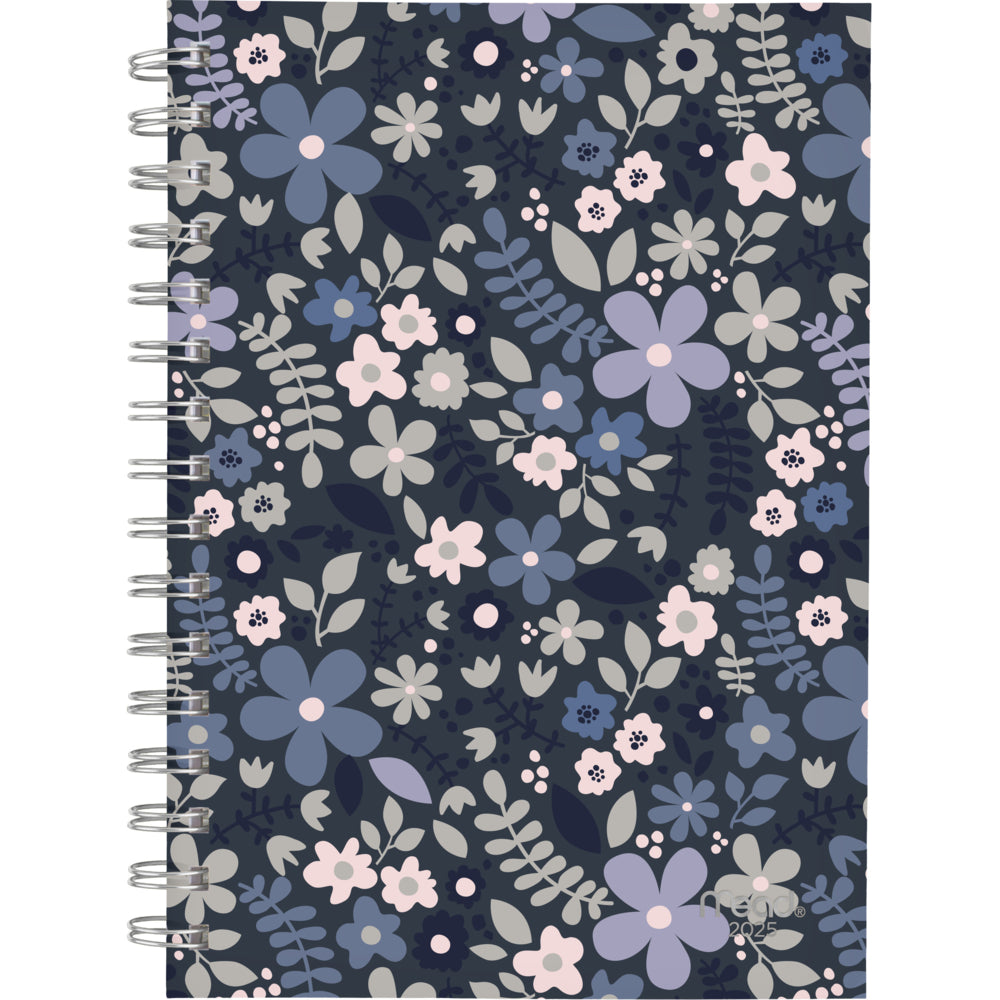 Agenda hebdomadaire/mensuel Mead 2025 Caprice Floral - 8-1/2" H x 5-1/2" L - Bleu - Bilingue