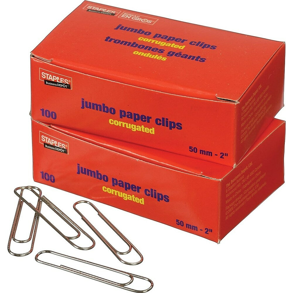 Trombones géants Staples - Taille n° 4 - 50 mm - Antidérapants - Argent - Paquet de 1 000