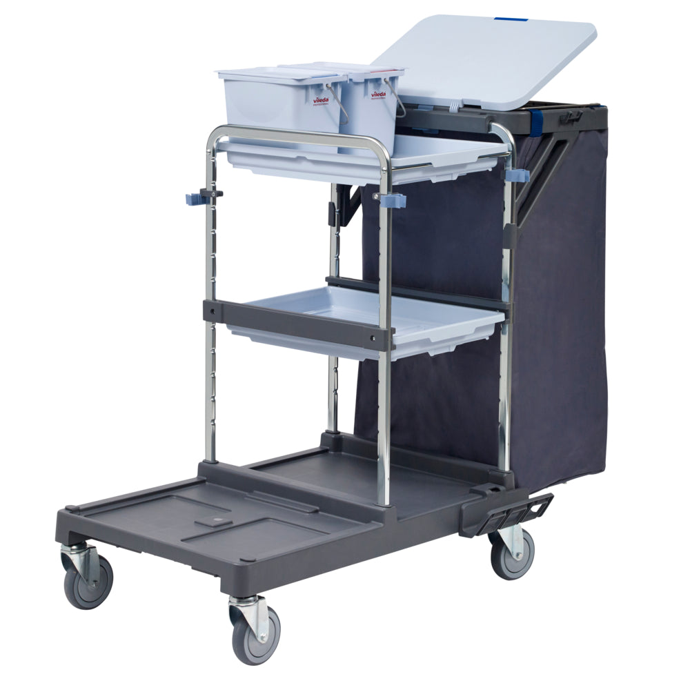 Chariot Vileda Origo 300FX sans compartiment verrouillable – 120 x 40 x 60 cm – Gris