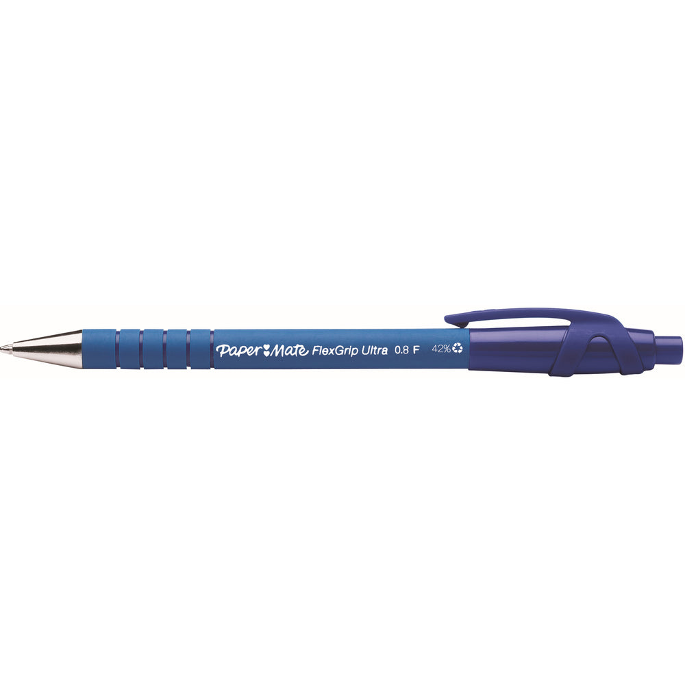 Paper Mate FlexGrip Ultra Recycled Retractable Ballpoint Pen - 0.8mm - Blue Ink