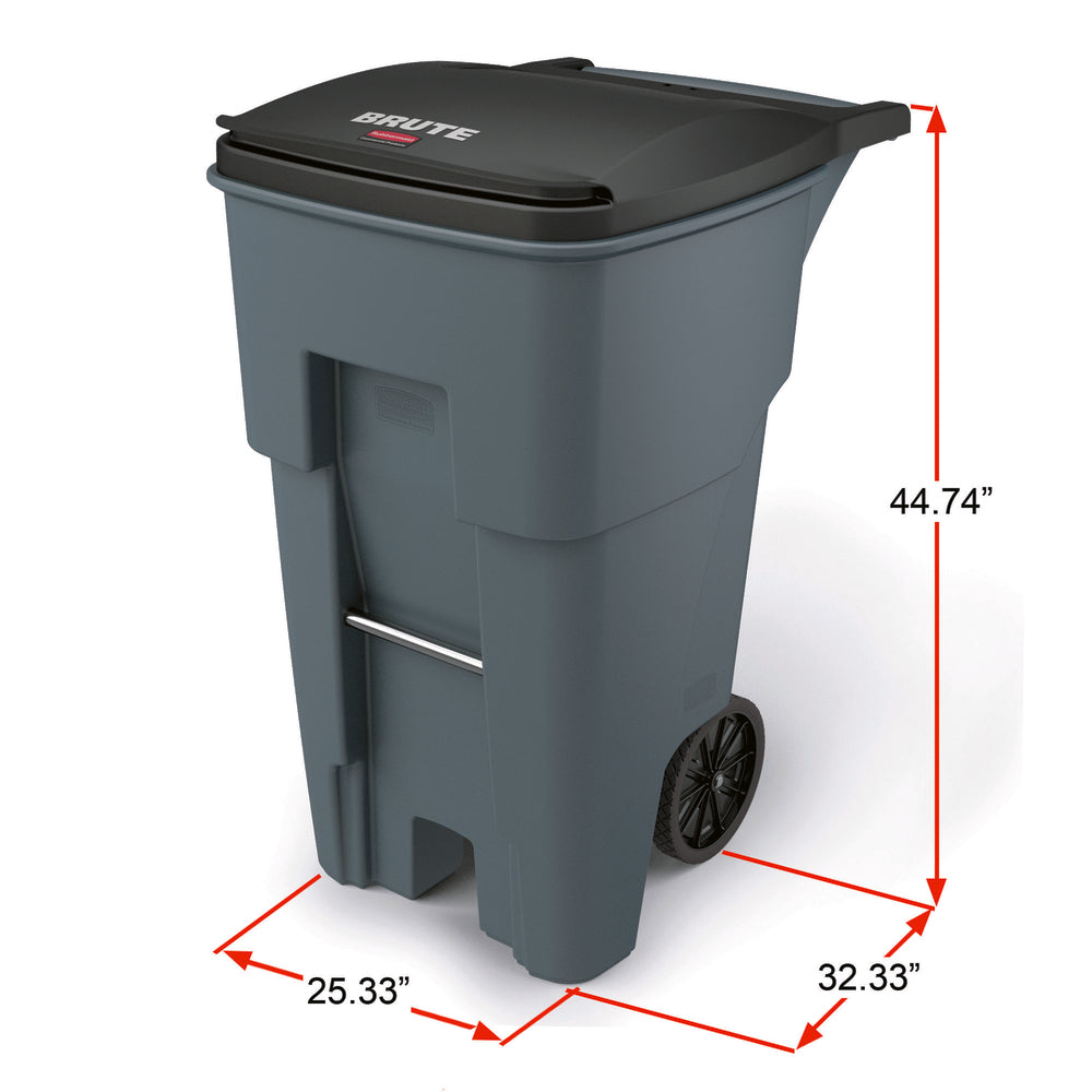Rubbermaid Brute Rollout Container - 65 Gallons - Grey