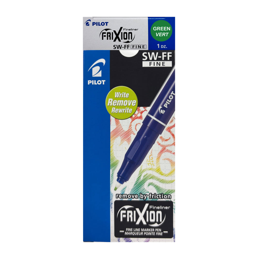 Marqueur feutre effaçable Pilot Frixion Fineliner - Pointe fine - Vert - Paquet de 12
