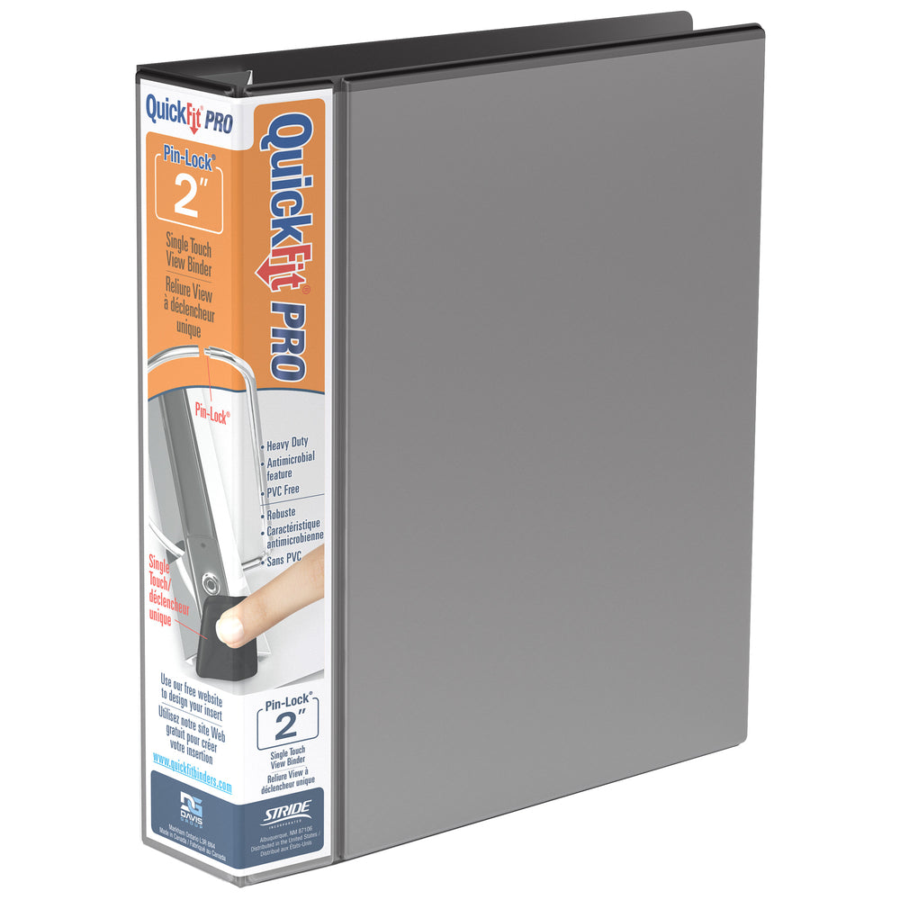 Davis Group QuickFit Pro HD Single Touch Pin-Lock 2" View Binder - Black