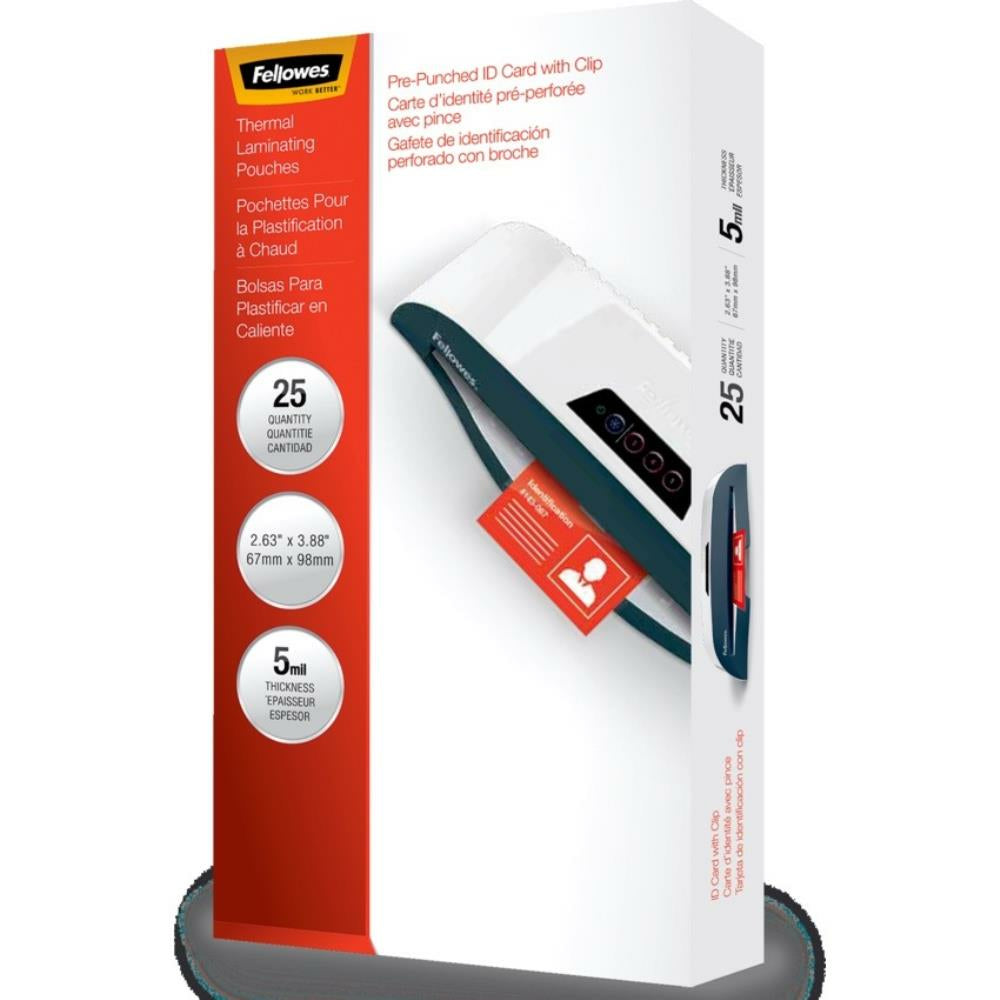 Fellowes Laminating Pouches - ID Tag with Clip - 5 mil - 25 Pack