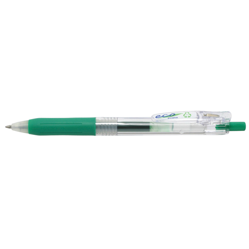 Zebra Sarasa ECO Retractable Gel Pen - Medium Point - 0.7 mm - Spring Loaded Pocket Clip - Green Ink