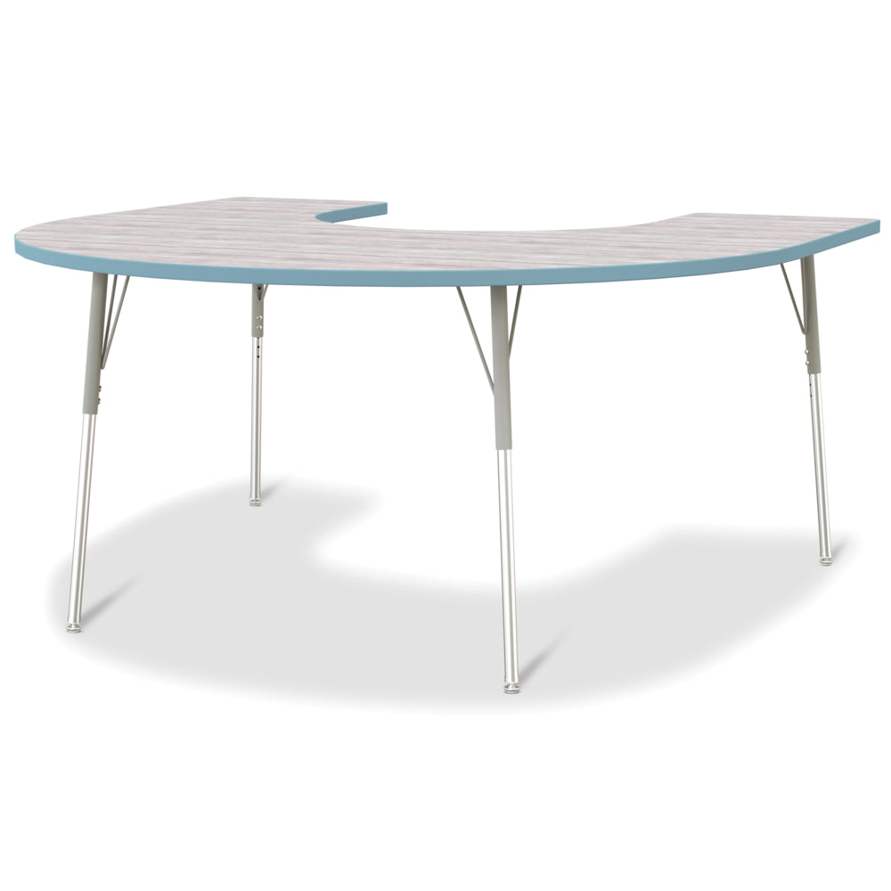 Jonti-Craft Berries Horseshoe Activity Table - 60" x 66" - 24-31"H - Driftwood Grey/Coastal Blue