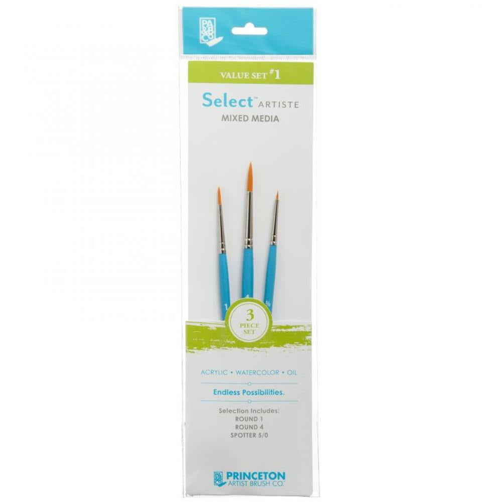 Ensemble de pinceaux Princeton Select Artiste pour techniques mixtes, 3 pièces