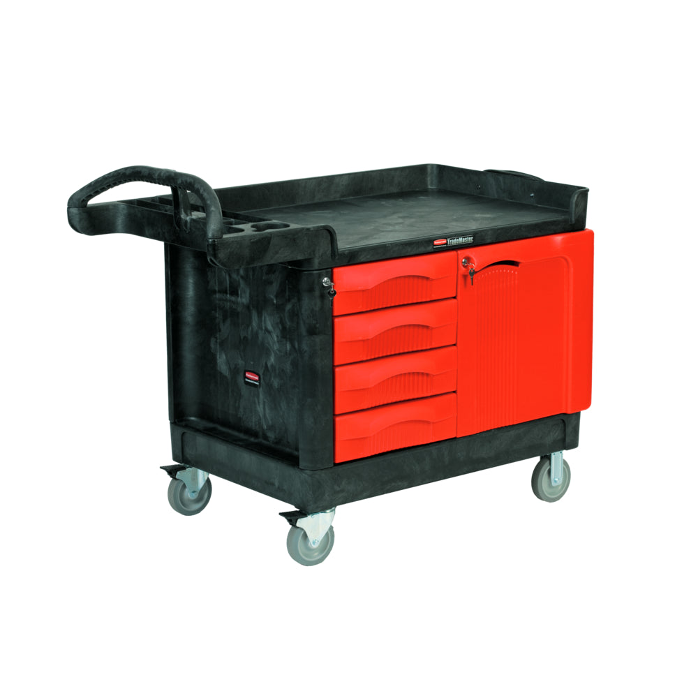 Rubbermaid Trademaster Cart with 4 Drawers and Cabinet - Small