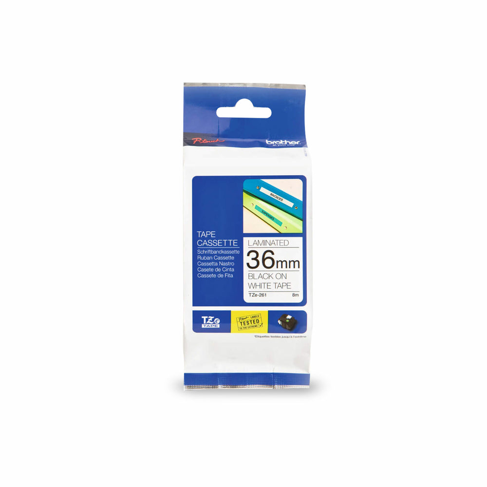 Ruban laminé Brother P-Touch - 36 mm - Noir sur blanc