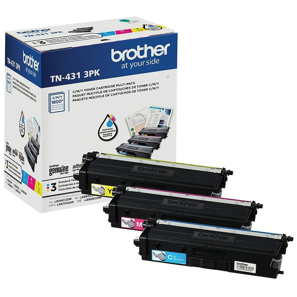 Cartouches de toner couleur Brother TN431 à rendement standard, lot de 3