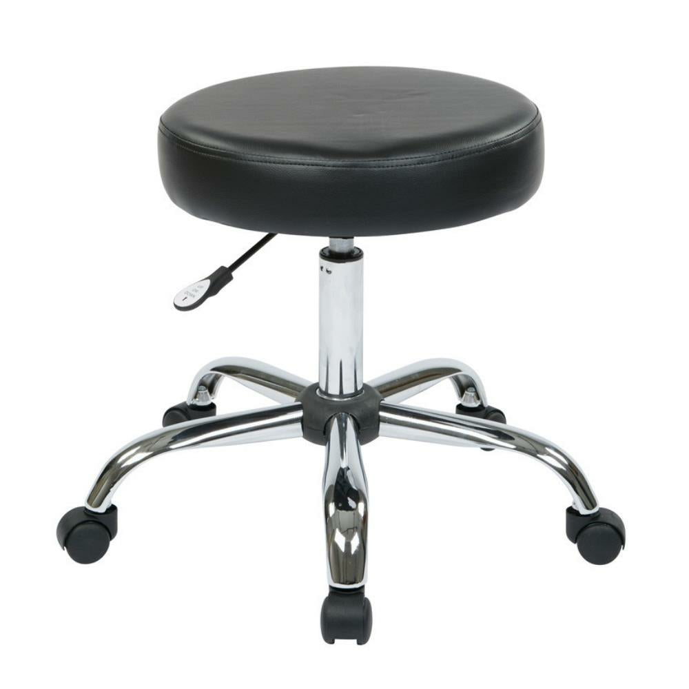 Worksmart Swivel Stool black vinyl seat with base chrome